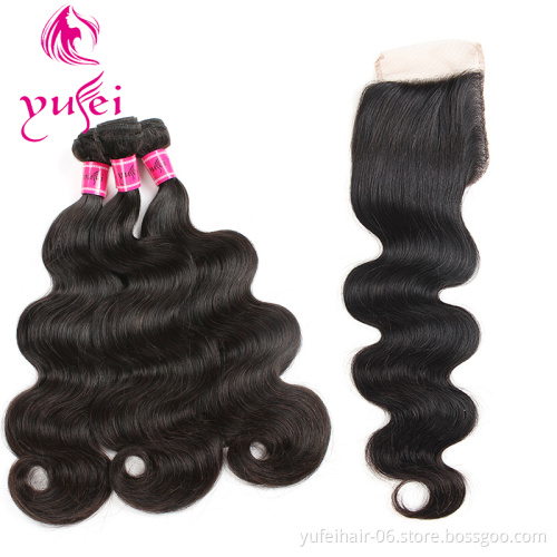 Fast Shipping Virgin Unprocessed Raw Hair Bundle Brazilian Lace Closure Cheap Body Wave